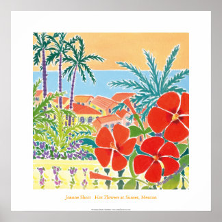 Póster Poster de Arte: Flores calientes al atardecer, Men