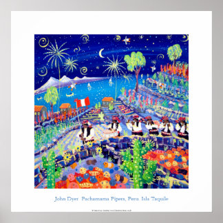Póster Poster de Arte: Pipers Pachamama, Perú. Isla Taqui