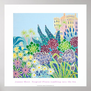 Póster Poster de Arte: Plantas tropicales caen en el mar