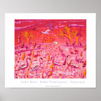 Póster Poster de Arte: Ruby Flamingoes, Camargue, Francia