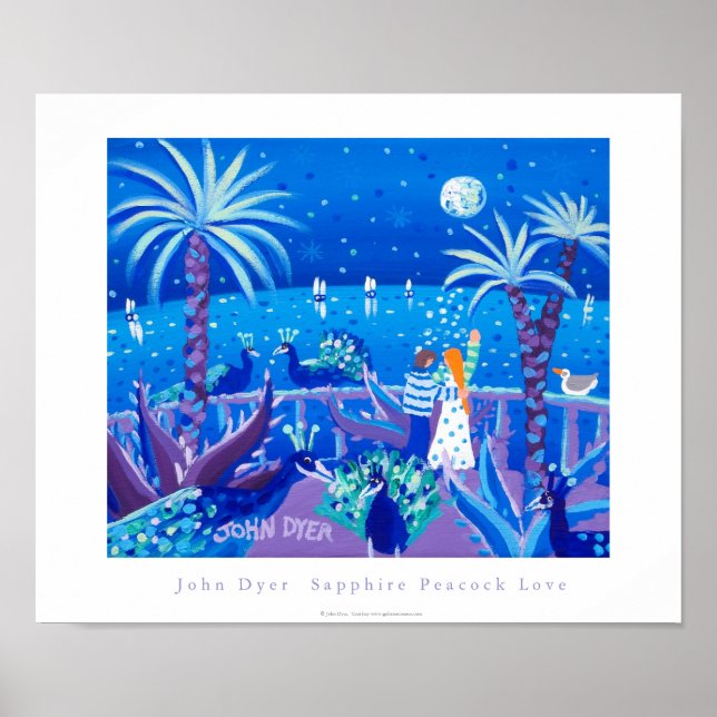 Póster Poster de Arte: Sapphire Peacock Love, Côte d'Azur (Frente)