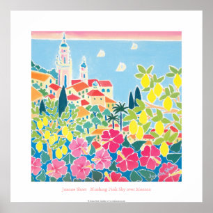 Póster Poster de arte: Sonrojando el cielo rosado sobre e