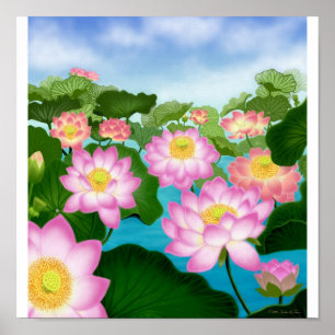 Póster Poster de Asian Lotus Garden