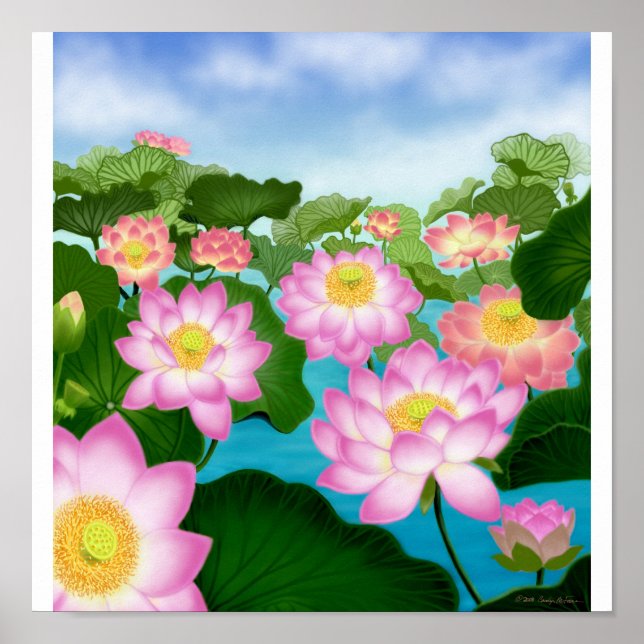 Póster Poster de Asian Lotus Garden (Frente)