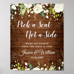 Póster Poster de asiento de la ceremonia de Boda floral d