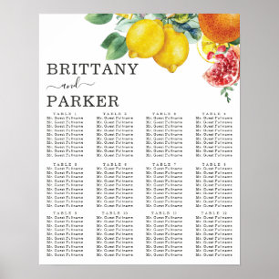 Póster Poster de asiento de mesa Boda personalizado de cí