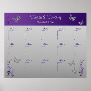 Póster Poster de asiento de mesa gris morado y plateado