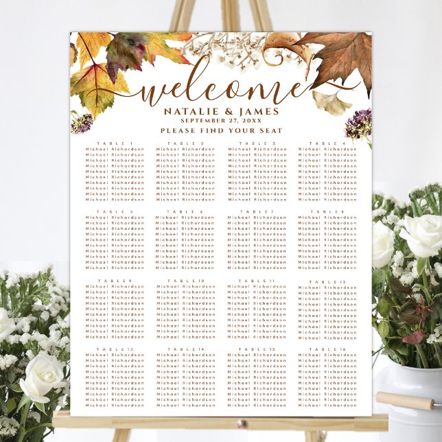 Póster Poster de asiento de mesa Rustic Autumn Boda 16 (Subido por el creador)