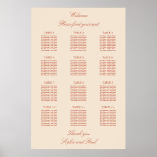 Póster Poster de asiento de Terracotta Script 12 Boda de 