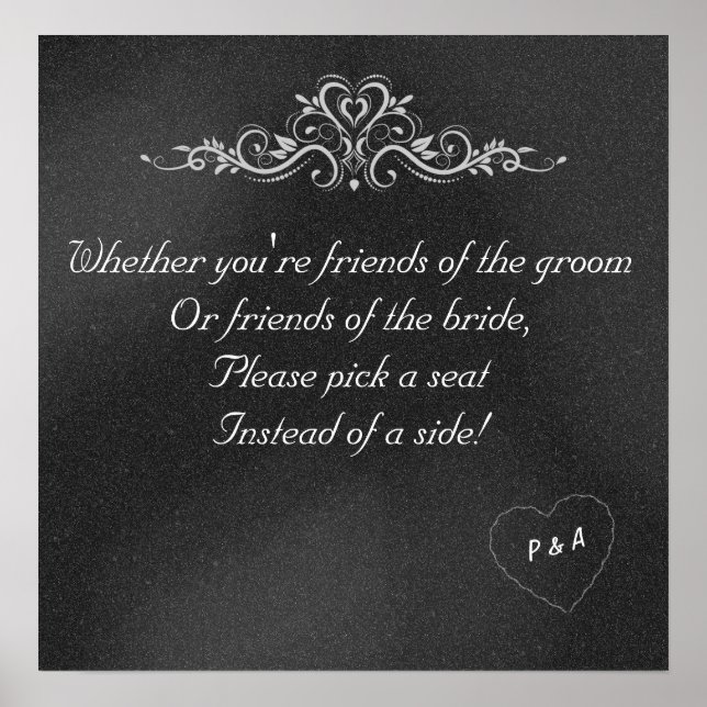 Póster Poster de asiento del Boda del tablero de ajedrez  (Frente)