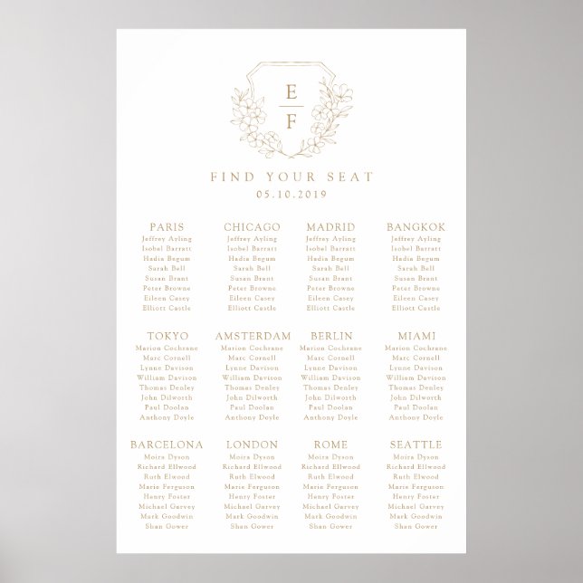 Póster Poster de asiento del Escudo de cerezo mínimo de o (Frente)