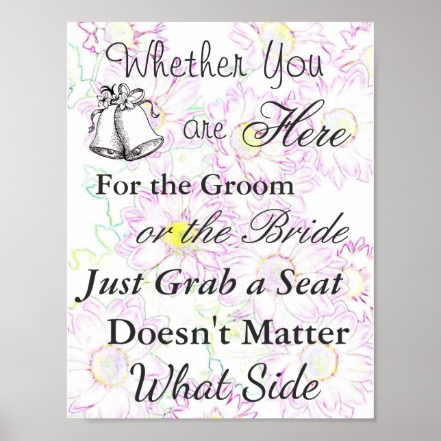 Póster Poster de asiento para Boda, tema Daisy púrpura (Frente)