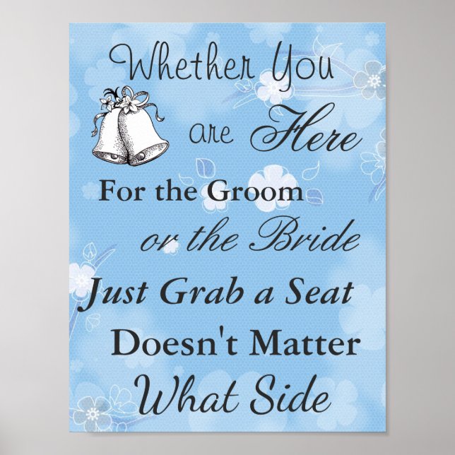 Póster Poster de asiento para Boda, tema Floral Blue (Frente)