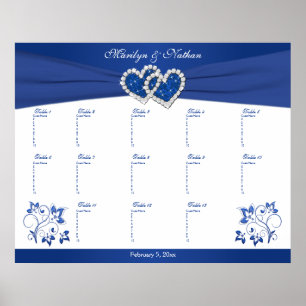 Póster Poster de asiento Royal Blue, White Floral Table