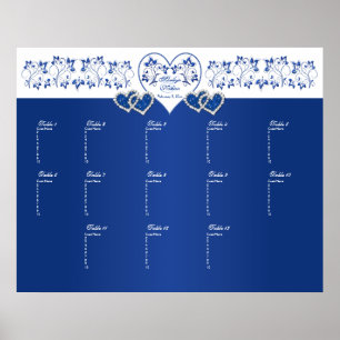Póster Poster de asiento Royal Blue, White Floral Table