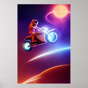 Póster Poster de astronauta en bicicleta - Disparo por ar