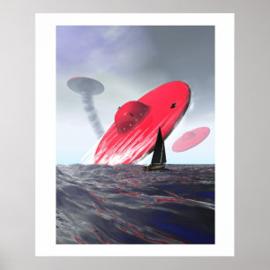 Póster Poster de ataque de Saucer rojo