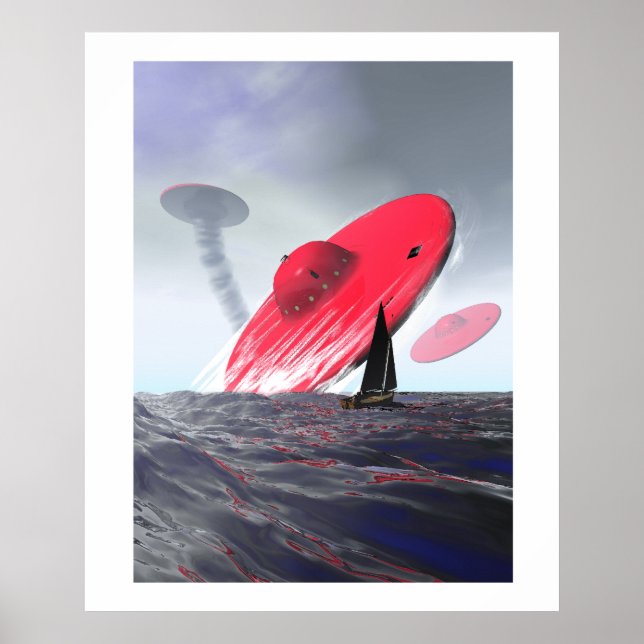 Póster Poster de ataque de Saucer rojo (Frente)