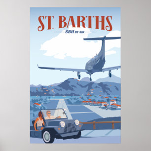 Póster Poster de aterrizaje de St Barths