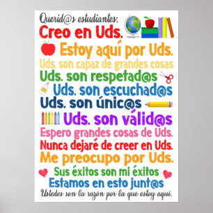 Póster Poster de aula de estudiantes españoles