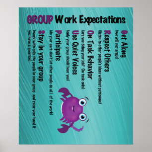 Póster Poster de aula de expectativas de trabajo de grupo