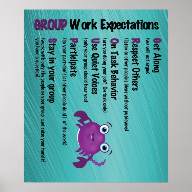 Póster Poster de aula de expectativas de trabajo de grupo (Frente)