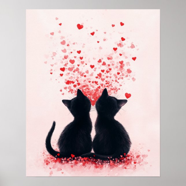 Póster Poster de aula de gatos de San Valentín (Frente)