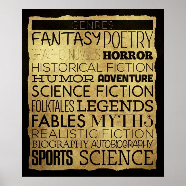 Póster Poster de aula de Library Genre (Frente)
