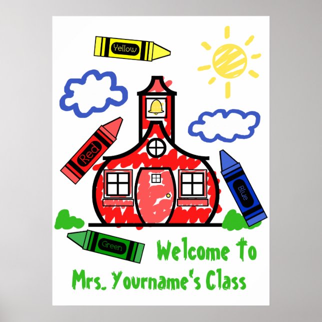 Póster Poster de aula de profesores - Escuela y Crayones (Frente)