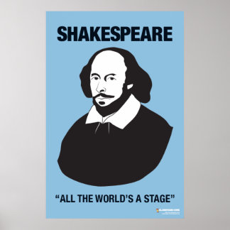 Póster Poster de aula de Shakespeare azul