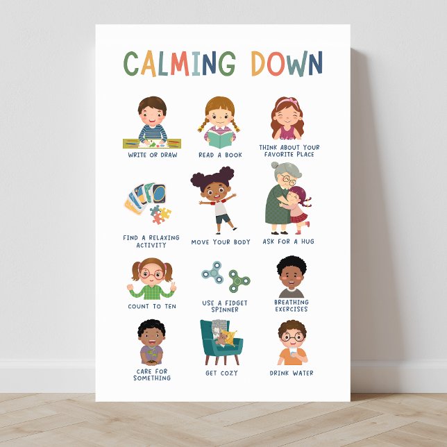 Póster Poster de aula de técnicas de calmación (calming down techniques, calming down, education, social emotional learning, classroom posters)