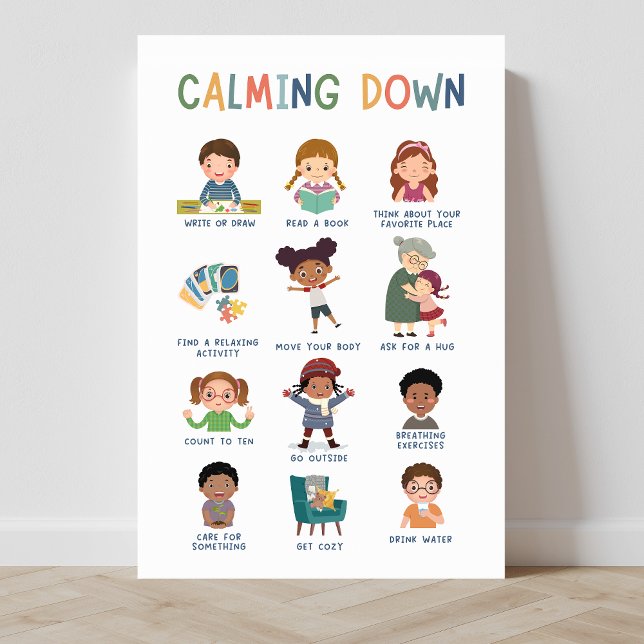 Póster Poster de aula de técnicas de calmación (calming down techniques, calming down, education, social emotional learning, classroom posters)
