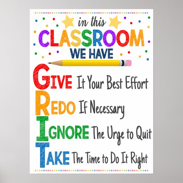 Póster POSTER de aula GRIT Acronym (Frente)