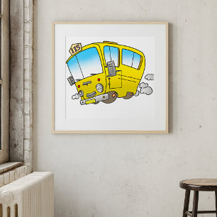 Póster Poster de autobús amarillo personalizado