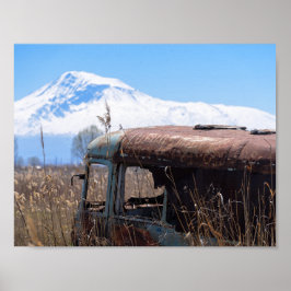 Póster Poster de autobús de la montaña Ararat y rusty