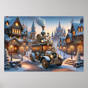 Póster Poster de autobuses de los Navidades Steampunk