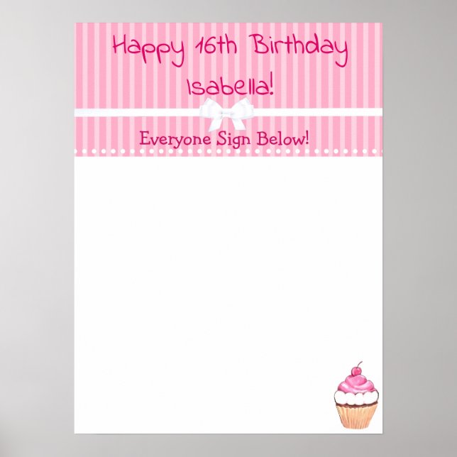Póster Poster de autógrafos de cumpleaños feliz personali (Frente)