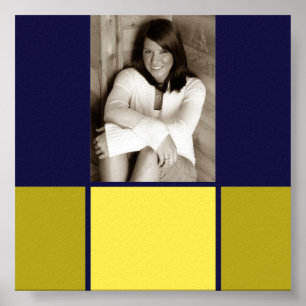 Póster Poster de autógrafos de Graduación Azul y Oro