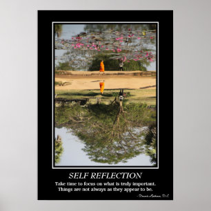 Póster Poster de autorreflexión - Monje en Angkor Wat