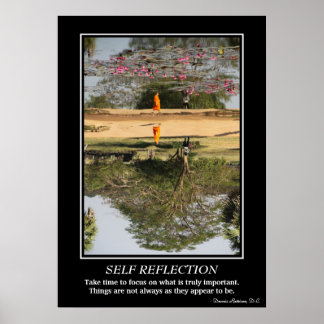 Póster Poster de autorreflexión - Monje en Angkor Wat