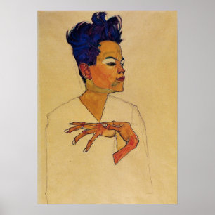 Póster Poster de autorretrato de Egon Schiele