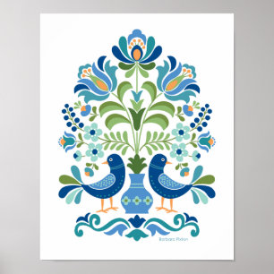 Póster Poster de Aves de Diseño Folclórico Húngaro