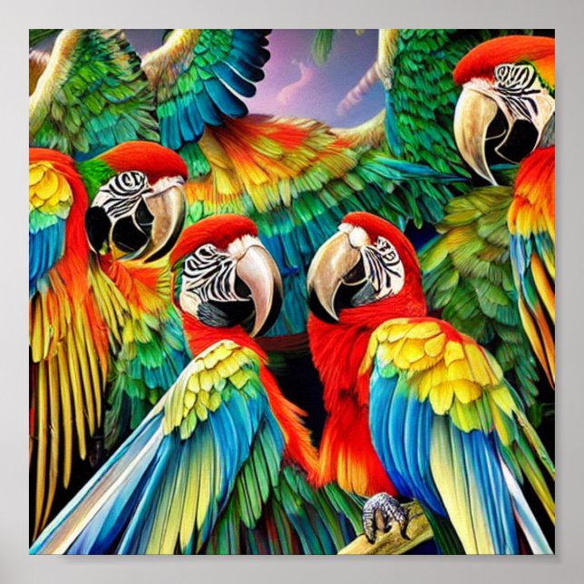 Póster Poster de aves silvestres de Macaw (Frente)