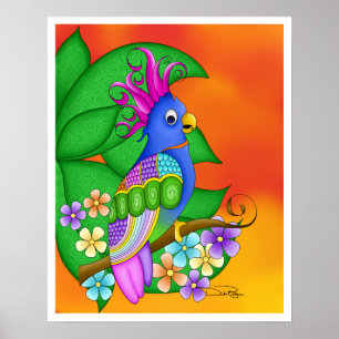 Póster Poster de aves tropicales de Annika