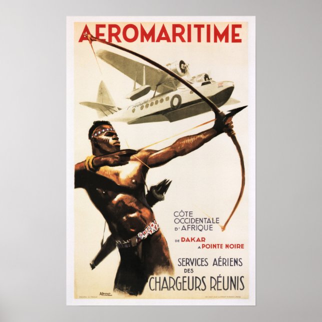 Póster Poster de avión retro AEROMARITIME África AFRIQUE (Frente)
