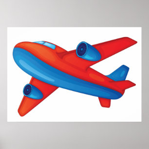 Póster Poster De Avión Rojo Y Azul
