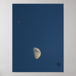 Póster Poster de avión y luna