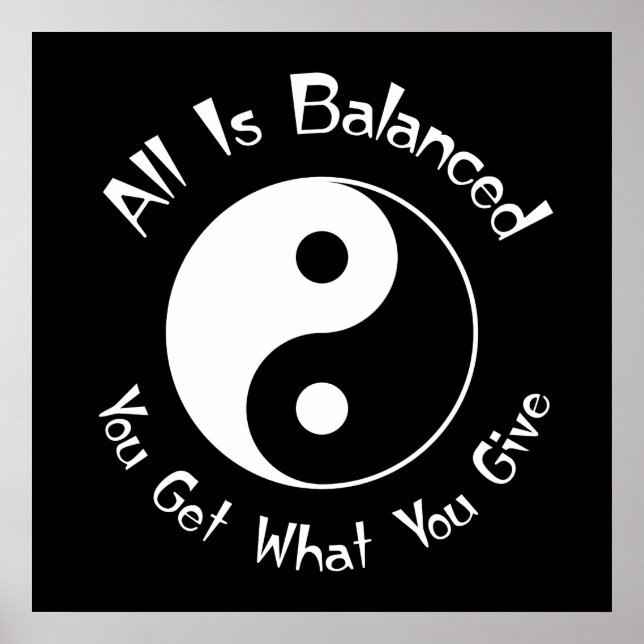 Póster Poster de B & W Balance Yin Yang (Frente)