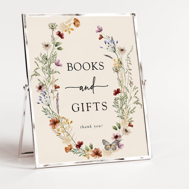 Póster Poster de Baby Shower Boho Wildflower (Books and Gifts Boho Wildflower Baby Shower Poster
)