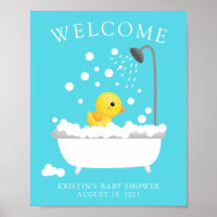 Poster de Baby Shower de bienvenida de Cute Rubber